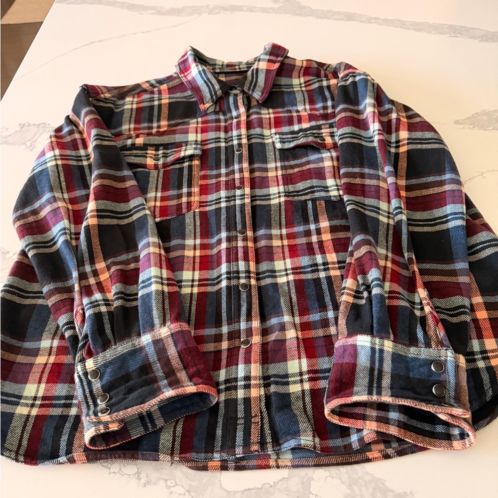 Free people We the Free Hideaway plaid button down. Size medium